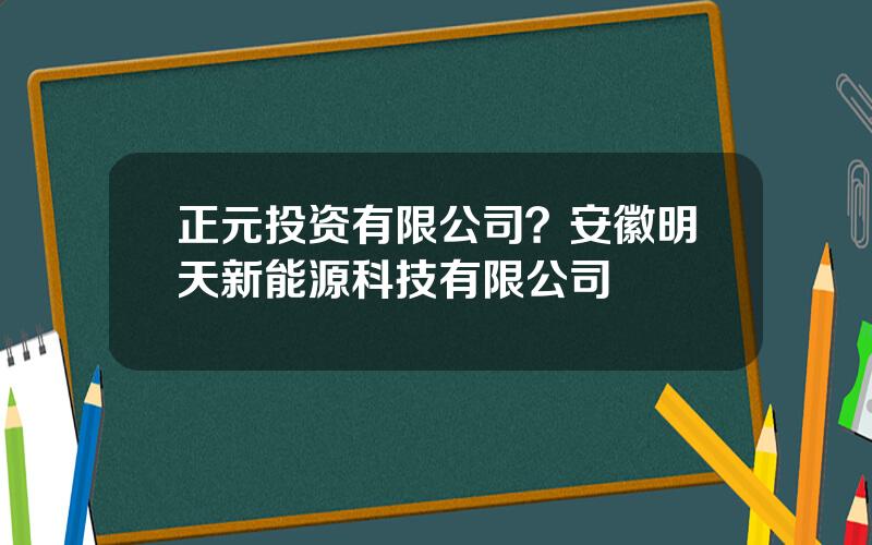 正元投资有限公司？安徽明天新能源科技有限公司